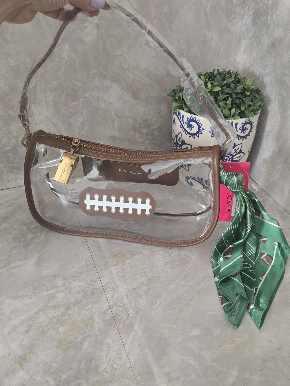 Betsey Johnson Miss Touchdown Clear Football Stadium Shoulder Bag Purse Scarf